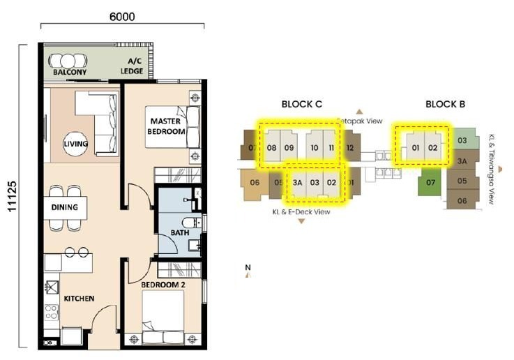 EKOTITIWANGSA 690sf Type B floor plan