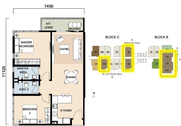 EKOTITIWANGSA 809sf Type C floor plan